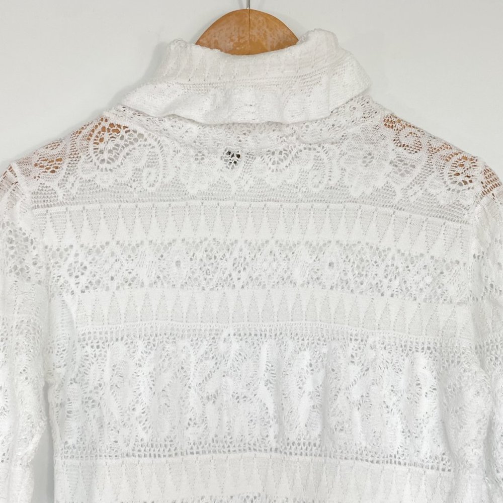 Anthropologie Load NY Off-white Crochet & Lace Turtleneck Blouse - Picture 3 of 10